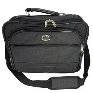 Delsey Black Unisex Laptop Briefcase Carry-On Durable Nylon Bag, Like New